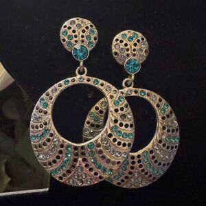 Turquoise Crystal Dangling Earrings